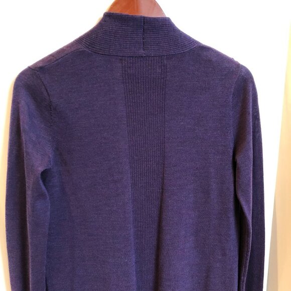 Max Studio Open Front Xtra Fine Merino Wool Cardigan Sweater Heather Purple Sz S - Picture 8 of 11